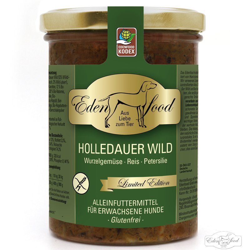 Hundemenü Holledauer Wild Bio-Past, Wildmuskelfleisch, - Bio-Karotte, € 9,50